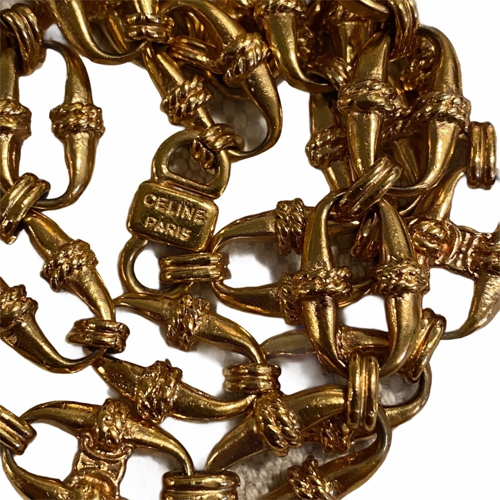 CELINE vintage gold long chin necklace - Picture 6 of 7